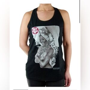 Fiorucci Women’s Naomi Campbell Graphic Black Tank Top Size Large